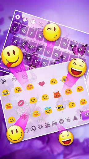 Purple Pink Butterfly Keyboard screenshot 3