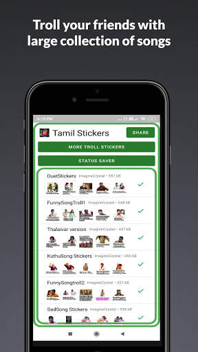 Funny TamilSong Stickers WAStickers - For WhatsApp स्क्रीनशॉट 1