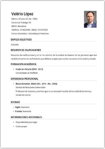Curriculum Vitae en español screenshot 7
