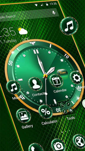 Gold Green Luxury Clock APUS launcher Theme screenshot 3