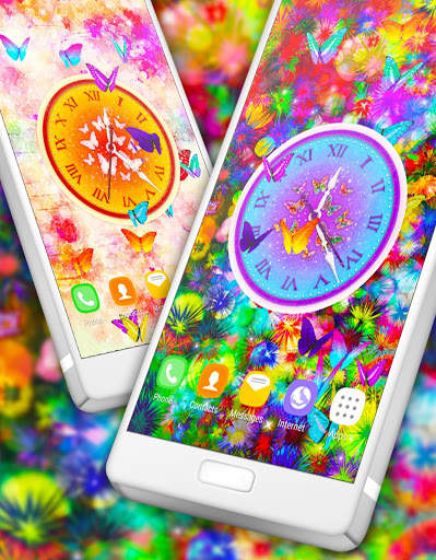 Butterfly Analog Clock 🦋 HD Live Wallpaper screenshot 2