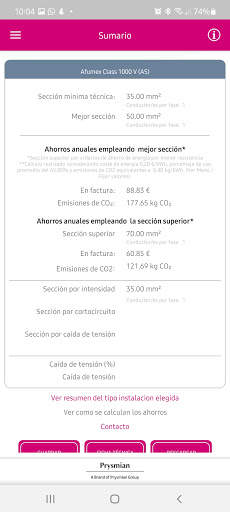 CableApp cálculo sección cable screenshot 3