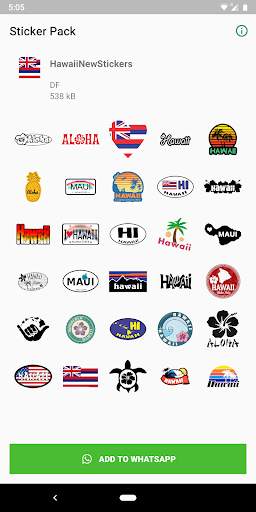 Hawaii stickers for WhatsApp WAStickerApps TexMoji screenshot 1