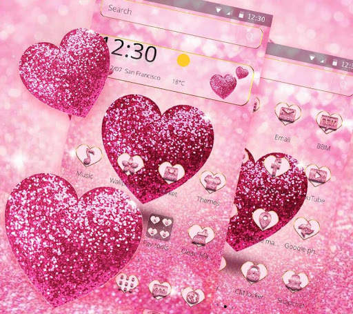 Pink Glitter Love Heart Theme screenshot 5