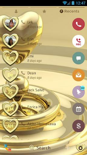 Dialer Theme Metal Gold Heart screenshot 4