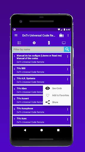 Universal codes for DStv (Smart Control) screenshot 1