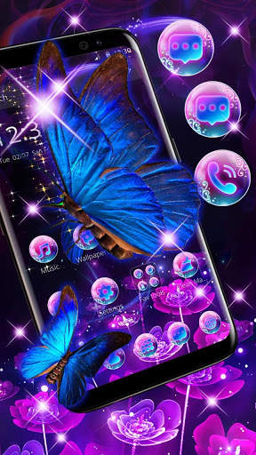 Beautiful Neon Butterfly Live Wallpaper Theme screenshot 2