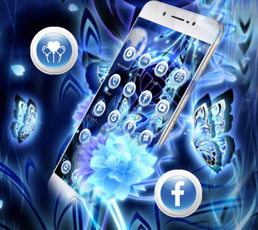 Blue Neon Butterfly Theme screenshot 2