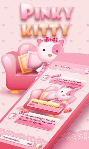 GO SMS PRO PINK KITTY THEME screenshot 1