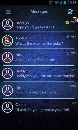 NEON THEME GO SMS PRO  EX screenshot 4