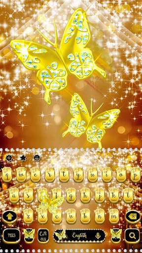 Gold Diamond Butterfly Keyboard Theme screenshot 3