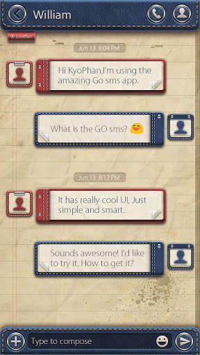 GO SMS PRO NOTES THEME screenshot 3