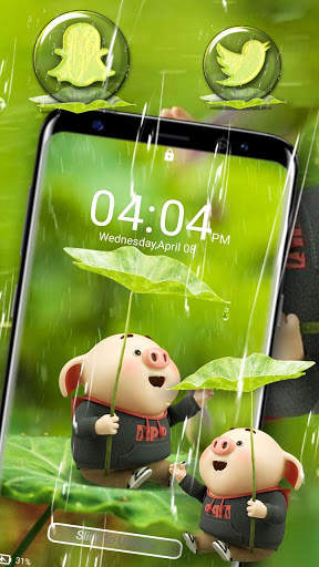 Cute Pig Rainy Launcher Theme screenshot 4