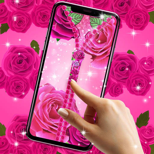 Lock screen zipper pink rose 6 تصوير الشاشة