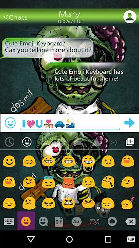 Cute Zombie Emoji Keyboard Theme 2 تصوير الشاشة