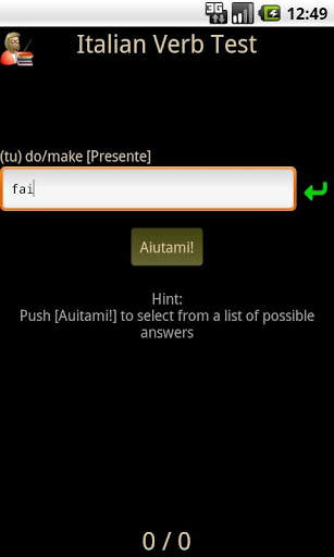 Italian Verb Test Lite screenshot 1