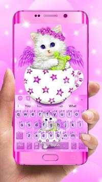 Lovely Pink Kitty Cat Keyboard Theme screenshot 1