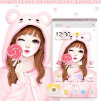 Pink Lovely Girl Sweet Bear Theme on 9Apps