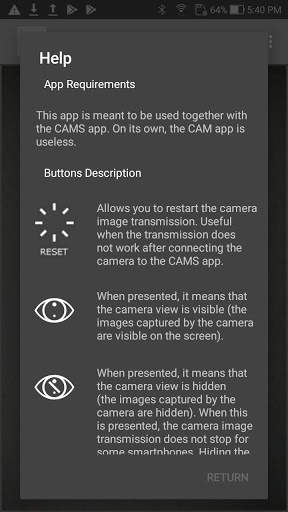 CAM: Use with the CAMS Multi Camera app (optional) 2 تصوير الشاشة