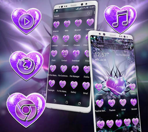 Purple Love Heart Launcher Theme screenshot 4