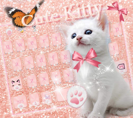 قطة لطيفة لوحة المفاتيح Rose gold Kitty screenshot 3