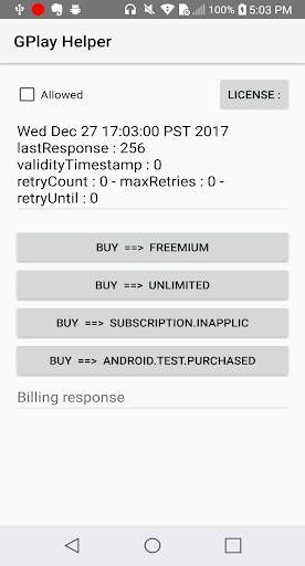 Google Play Lib test screenshot 2