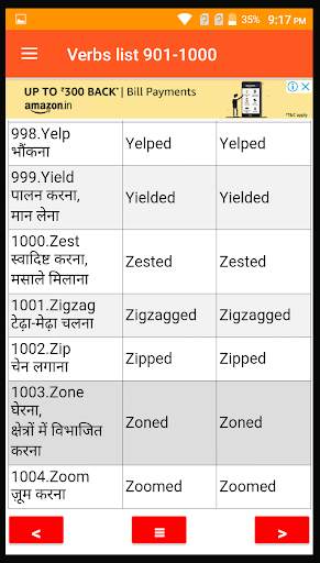 verbs forms list with Hindi meaning - V1 V2 V3 screenshot 6