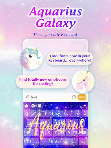 Aquarius Galaxy Keyboard Theme for Girls screenshot 1