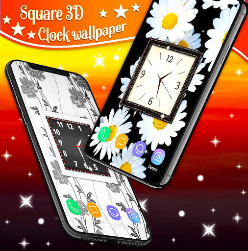 Square Analog Clock ❤️ HD Clocks Wallpaper Themes screenshot 2
