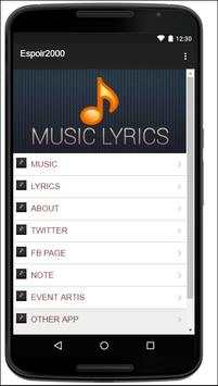 Espoir 2000 Music Lyrics screenshot 1