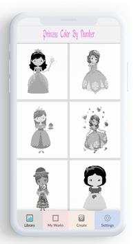 Princess Color By Number, princess coloring game screenshot 2