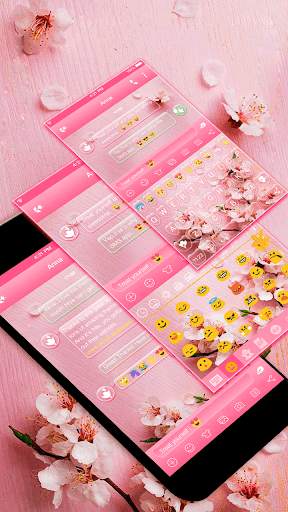 Pink Spring Emoji Keyboard Live Wallpaper screenshot 6
