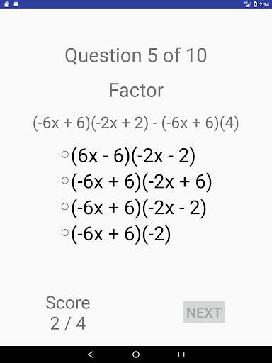 Algebra Quiz скриншот 12