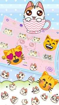 Cute 3D Cup Cat Keyboard Theme screenshot 3