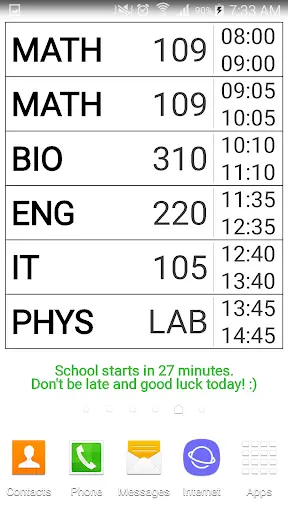 Timetable screenshot 2