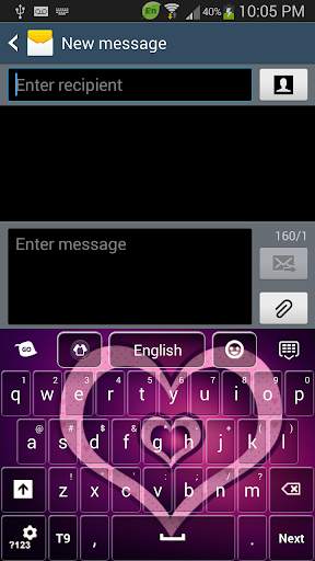 GO Keyboard Purple Hearts स्क्रीनशॉट 1