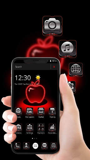 Red Neon Apple Dark Theme screenshot 1