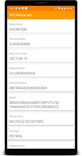 RTO Vehicle Registration Info (RTO Parivahan) screenshot 2