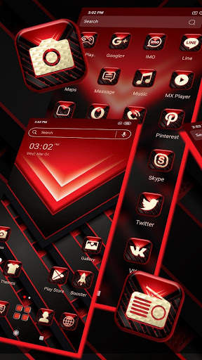 Red Black Tech Launcher Theme screenshot 1