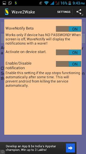 Wave2Wake - With WaveNotify screenshot 2