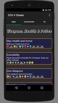 Cheat Codes for GTA 5 screenshot 1