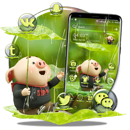 ikon Cute Pig Rainy Launcher Theme