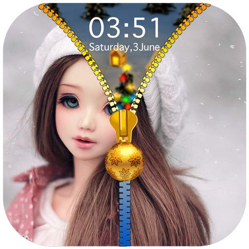 Cute Doll Zipper Lock Screen 1.0