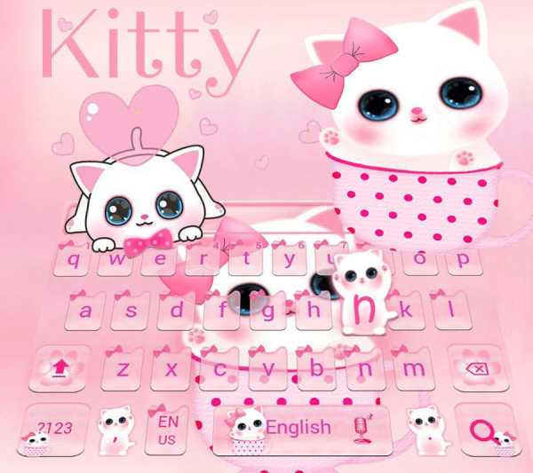 Pink Kitty Keyboard Theme screenshot 1