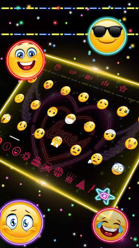 Colorful Neon Sparkling Heart Keyboard 2 تصوير الشاشة