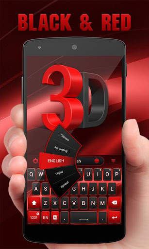 3D Black and Red GO Keyboard Theme screenshot 2