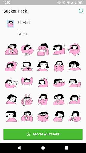 Pink Girl WAStickerApp Sweet stickers for WhatsApp screenshot 1
