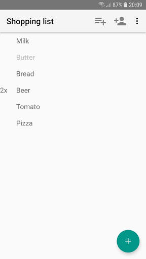 Shopping list screenshot 1