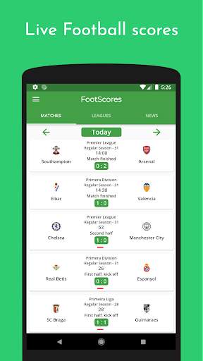 FootScores - Live football scores screenshot 1