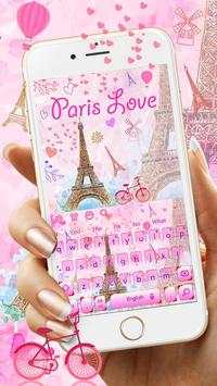 Romantic Pink Paris Love Keyboard Theme 1 تصوير الشاشة